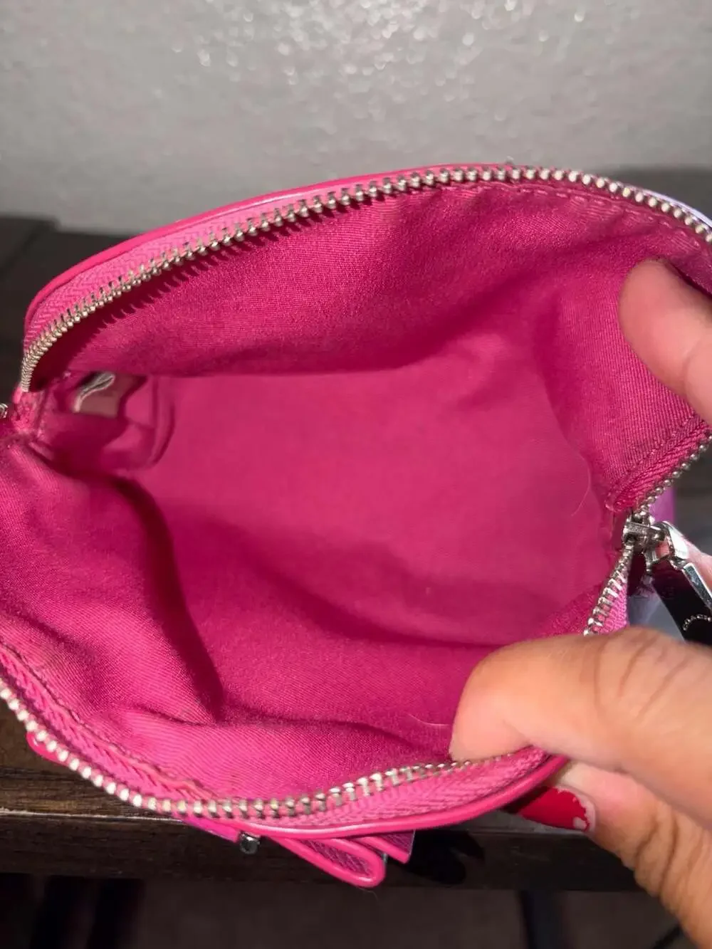 Coach Darcy Bow Cosmetic Case in Hot Pink Leather